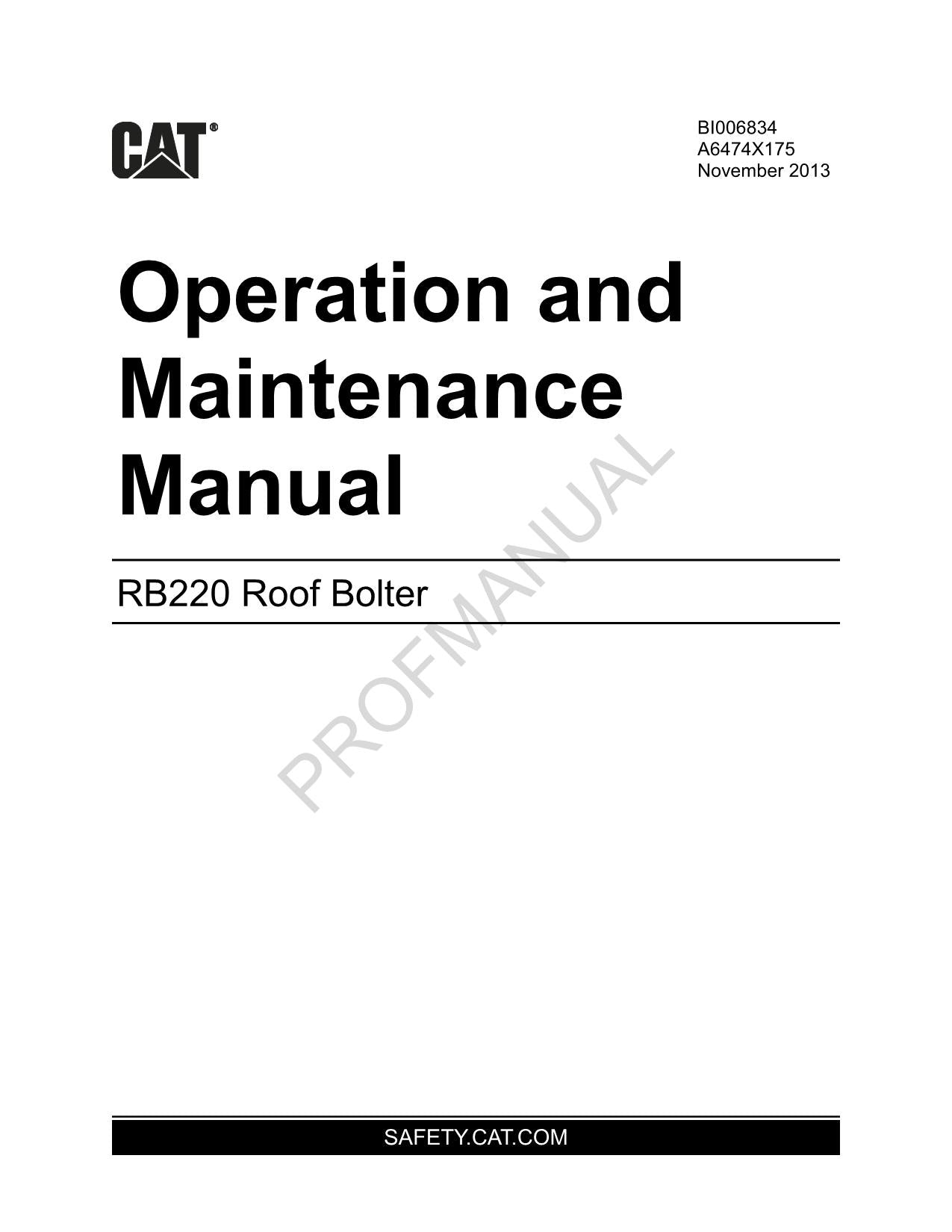 Caterpillar Cat RB220 Dachbolzenbediener-Wartungshandbuch