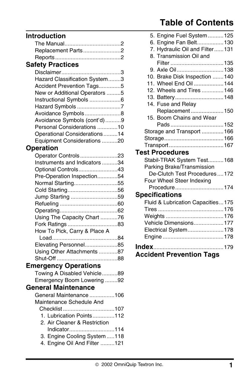 SKYTRAK 6042 Telehandler Maintenance Operation Operators Manual 8990465