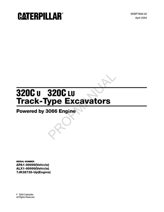 Caterpillar 320C U 320C LU Kettenbagger Ersatzteilkatalog Handbuch XEBP7856