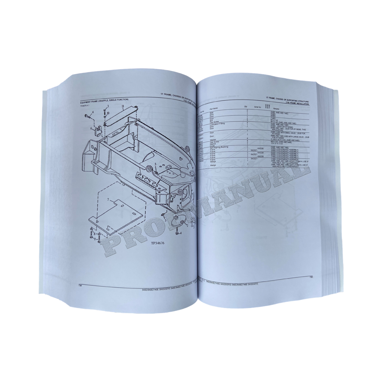 JOHN DEERE 540E 548E 640E 648E 740E 748E SKIDDER PARTS CATALOG MANUAL