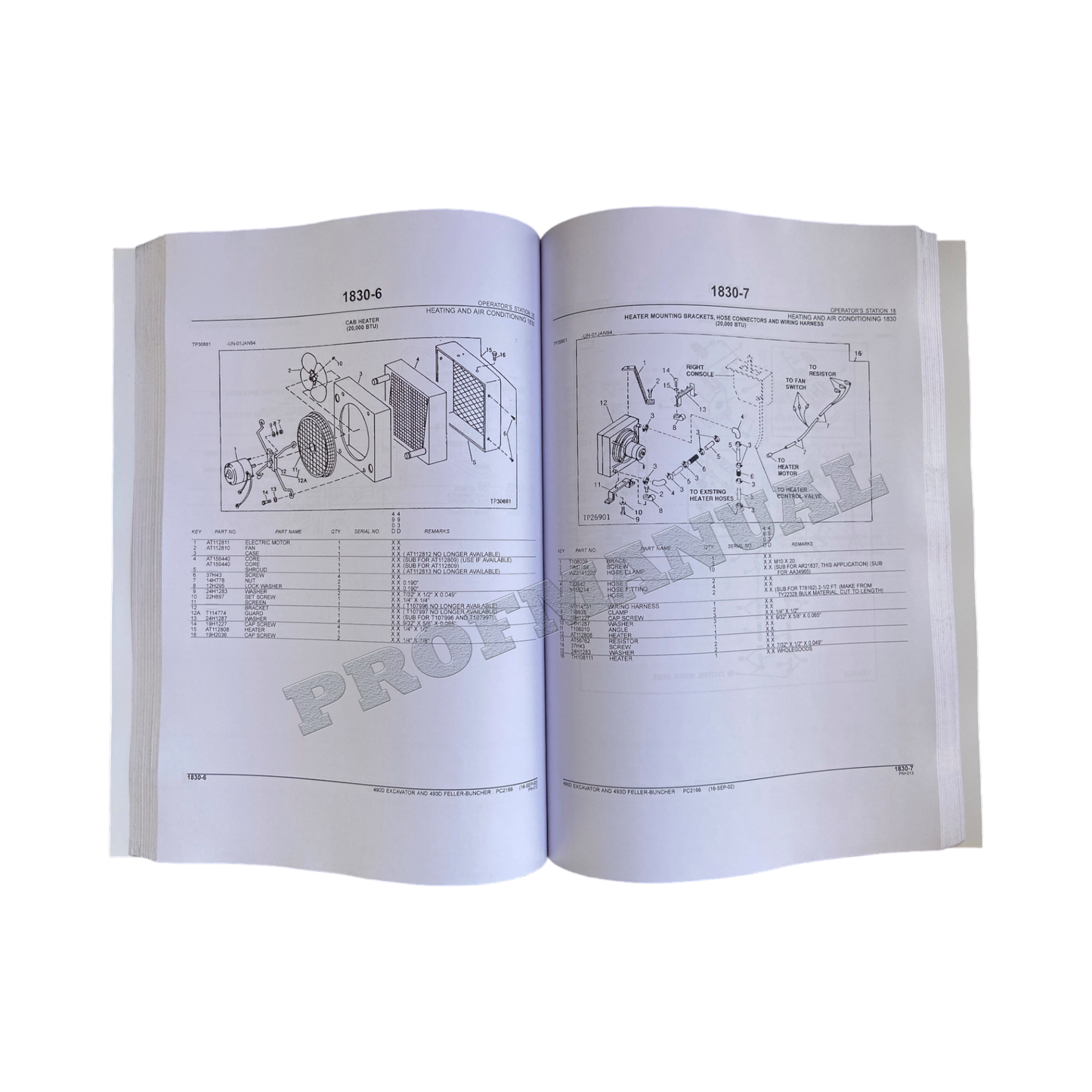 JOHN DEERE 490D 493D BAGGER ERSATZTEILKATALOGHANDBUCH