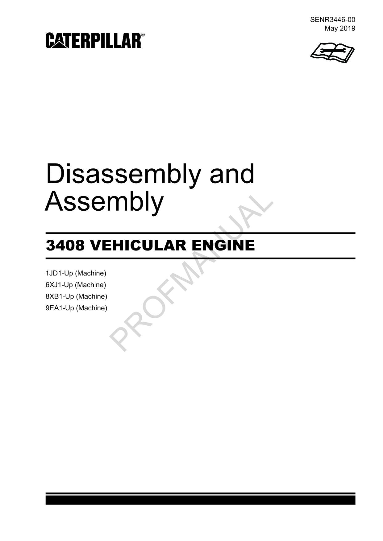 Caterpillar CAT 3408 VEHICULAR ENGINE Manual Disassembly Assembly