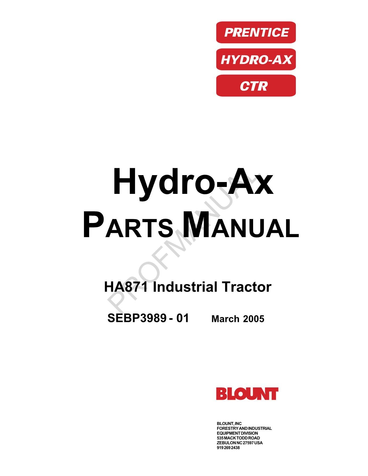 Caterpillar Hydro Ax HA871 Industrial Loader Parts Catalog Manual