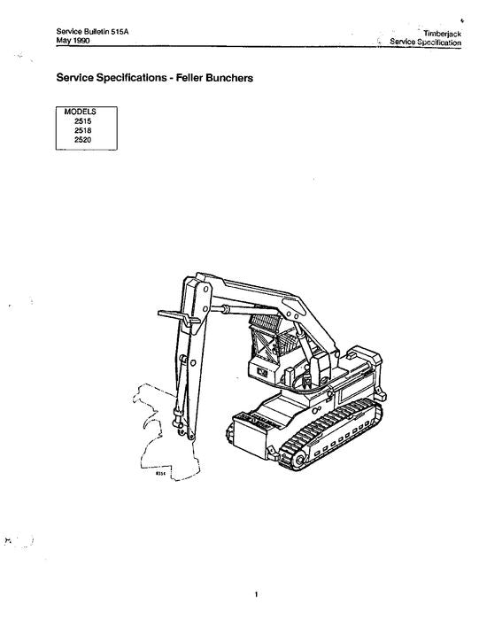 JOHN DEERE 2515 2518 2520 T25 TRACKED FELLER BUNCHER SERVICE MANUAL