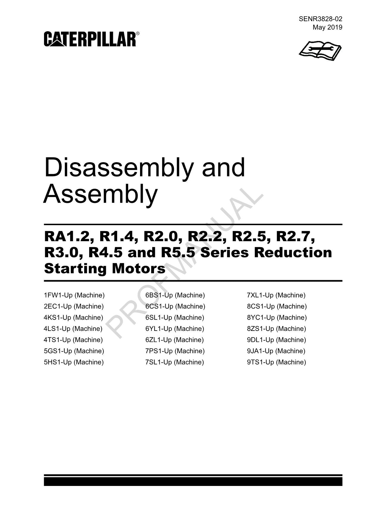 Caterpillar R2.5 R2.7 R3.0 R4.5 R5.5 Reduktionsstartmotor Handbuch Demontage Montage