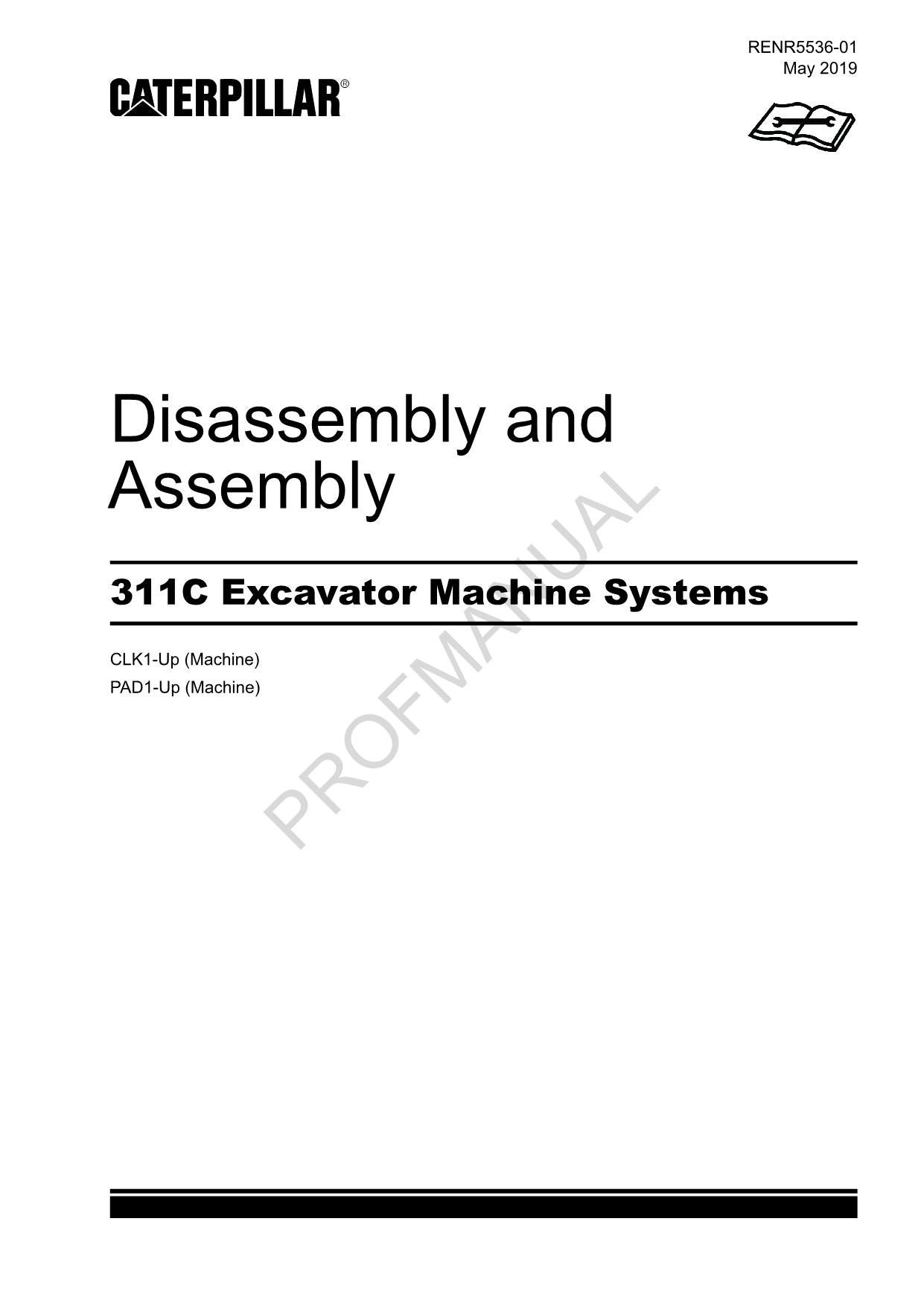 Caterpillar Cat 311C Excavator Disassembly Assembly Manual