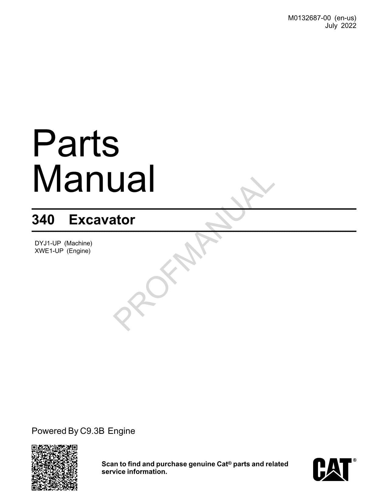 Caterpillar Cat 340 Bagger Teilekatalog Handbuch ser DYJ1-UP XWE1-Up