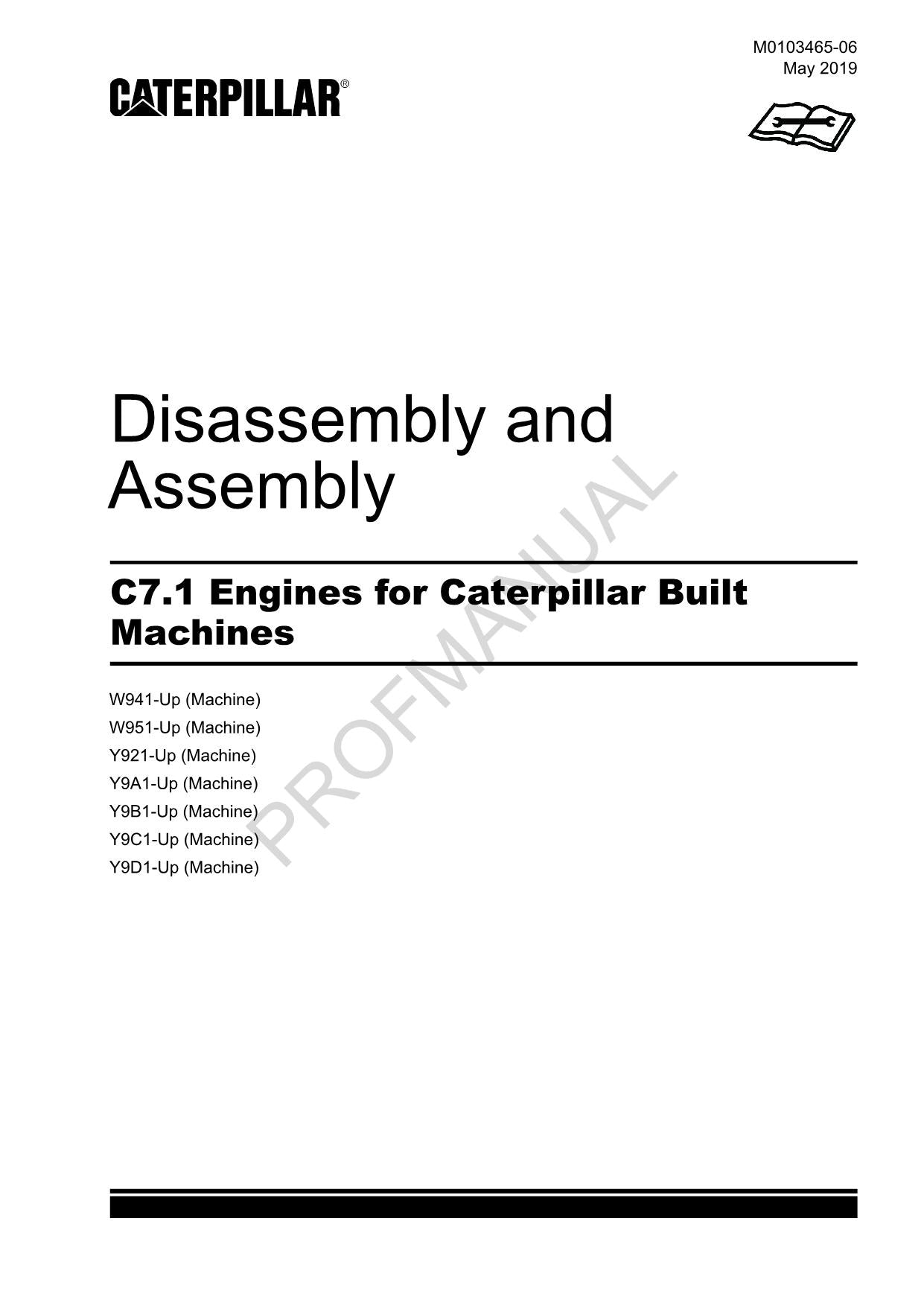 Caterpillar Cat C7.1 ENGINE Disassembly Assembly Service Manual M0103465