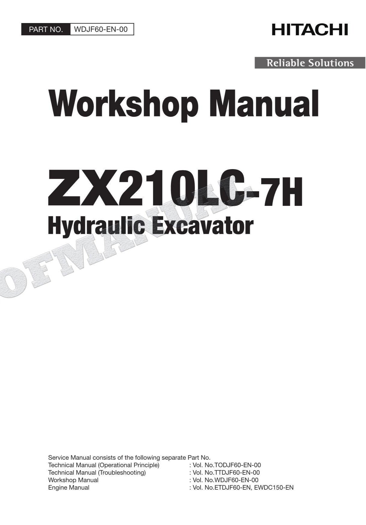 HITACHI ZX210LC-7H Excavator Repair Service Workshop Manual