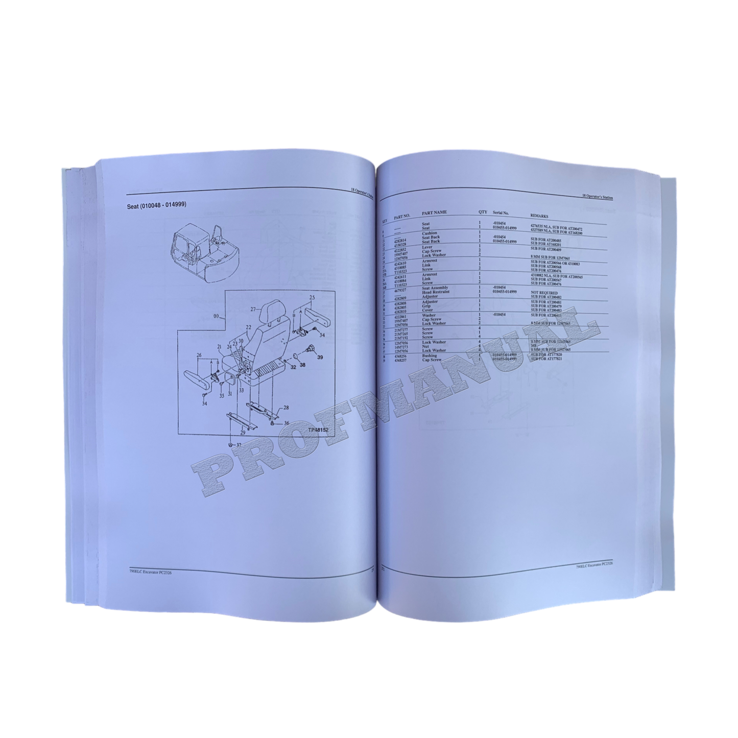 JOHN DEERE 790ELC BAGGER-TEILEKATALOGHANDBUCH