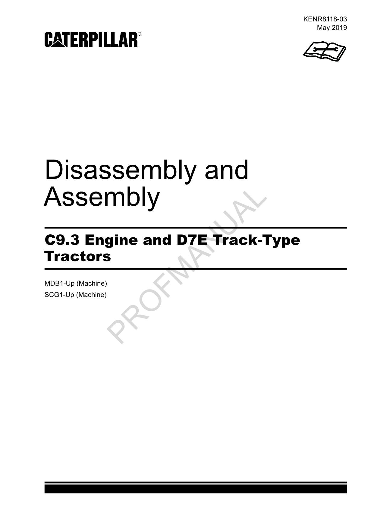 Manuel de démontage et d'assemblage du tracteur à chenilles Caterpillar CAT C9.3 Engine D7E