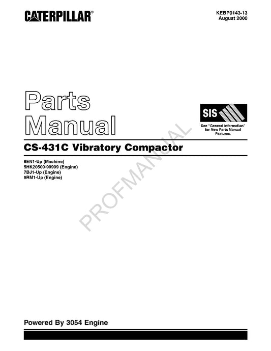 Catalogue de pièces détachées pour compacteur vibrant Caterpillar CS 431C Manuel KEBP0143