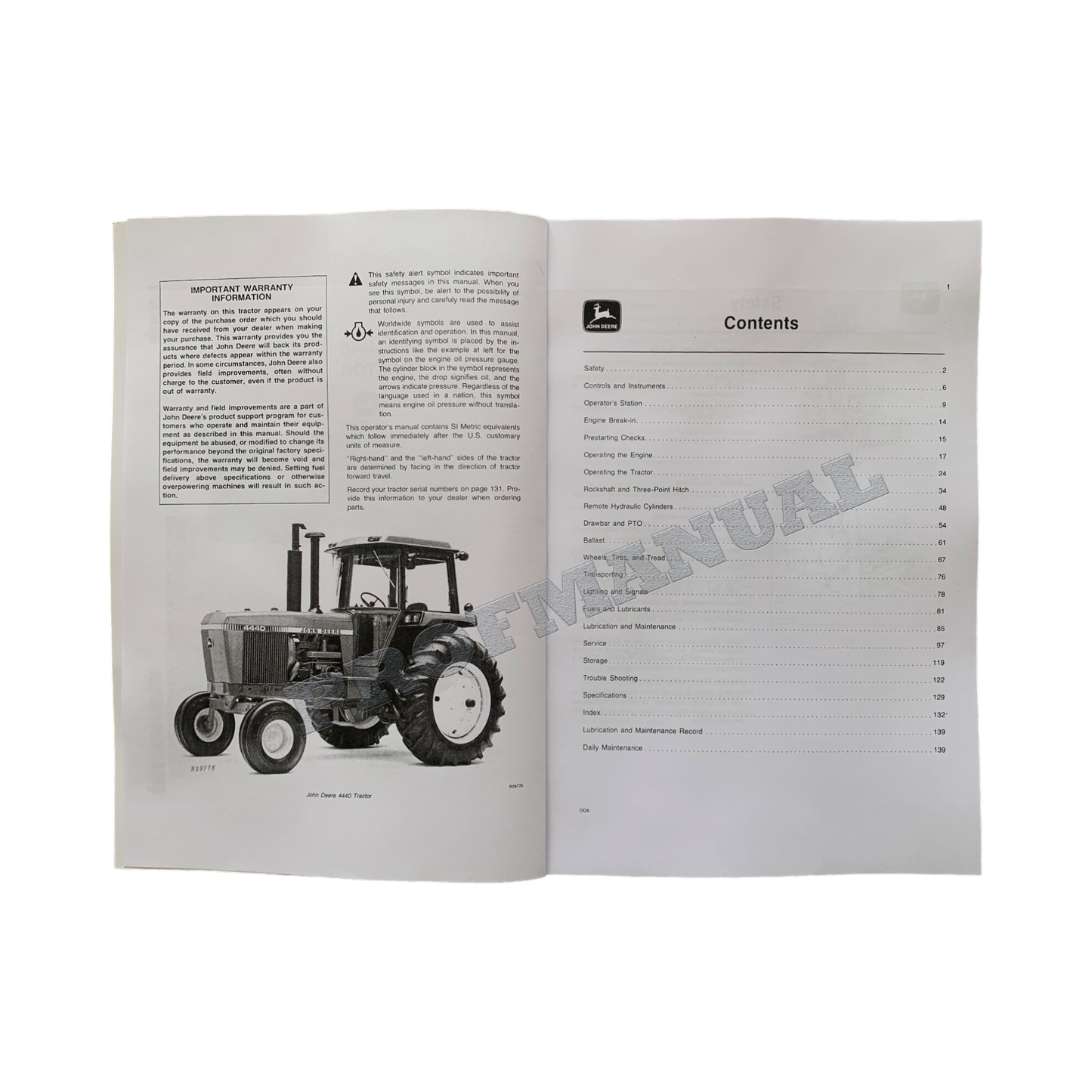 JOHN DEERE 4440 TRACTOR OPERATORS MANUAL