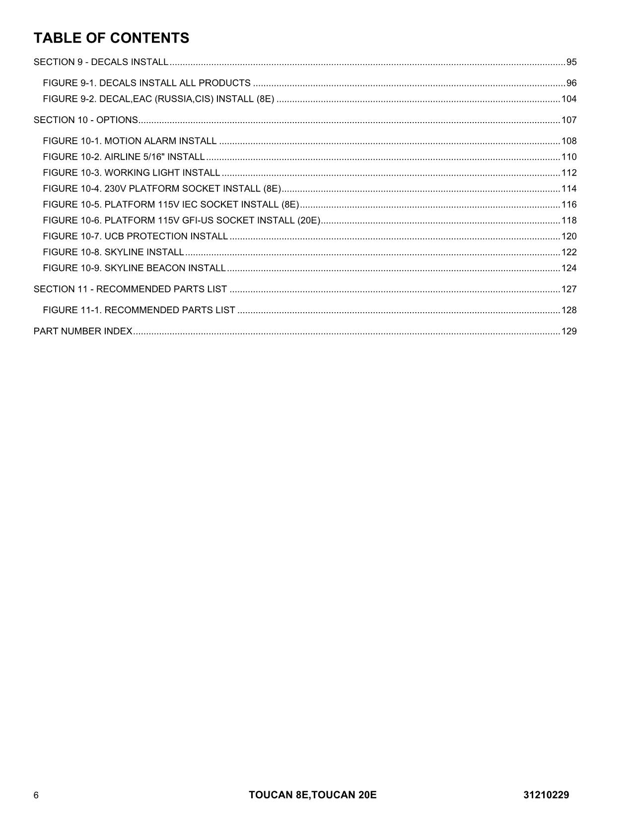 TOUCAN 20E 8E Vertical Lift Parts Catalog Manual 31210229 Multi language