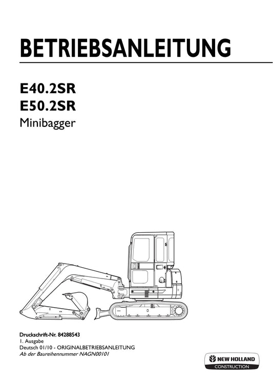 New Holland E40 2SR E50 2SR Bagger Betriebsanleitung