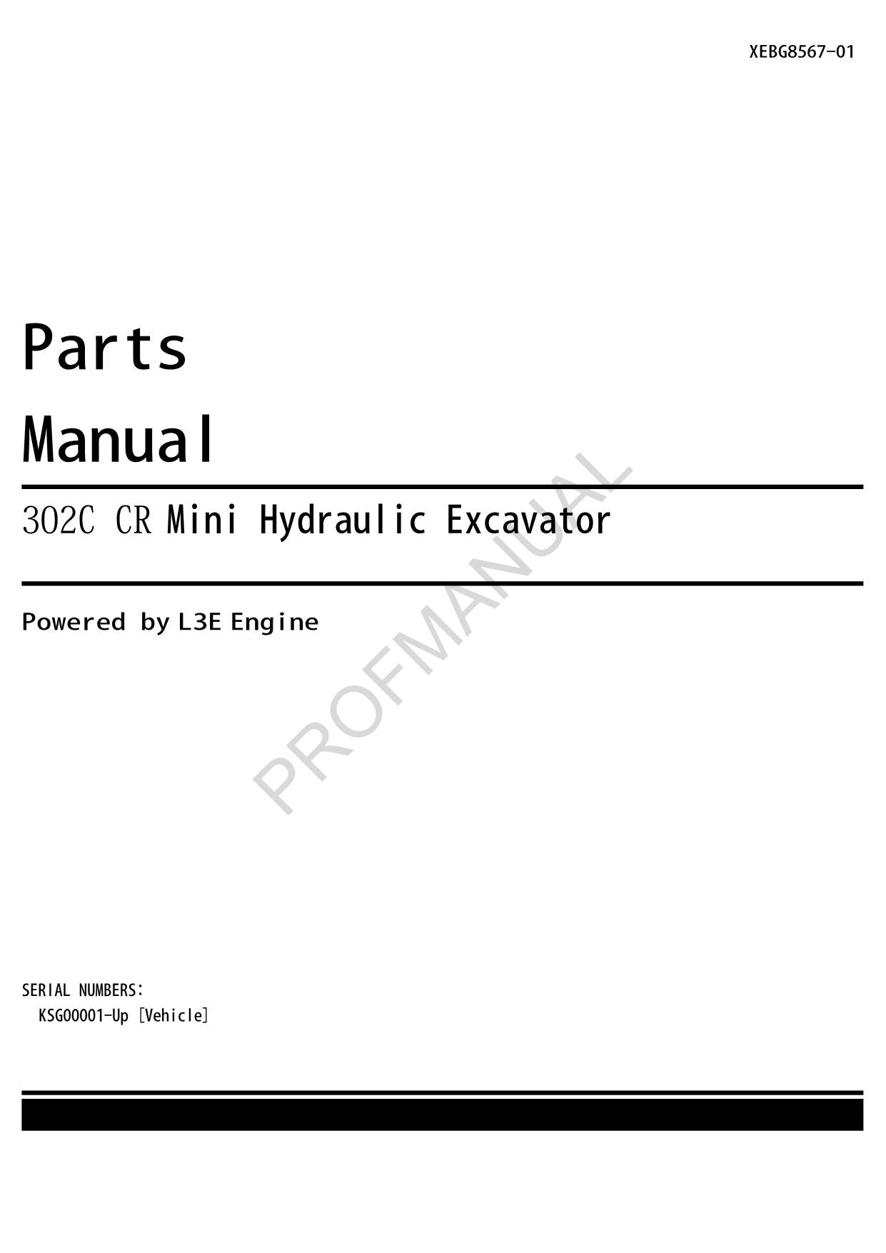 Catalogue de pièces détachées pour mini-pelle hydraulique Caterpillar Cat 302C CR Manuel KSG1-Up