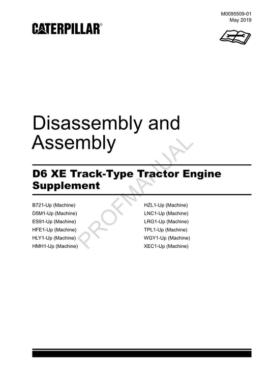 Caterpillar D6 XE Track Type Tractor Engine Suppl Manual Disassembly Assembly