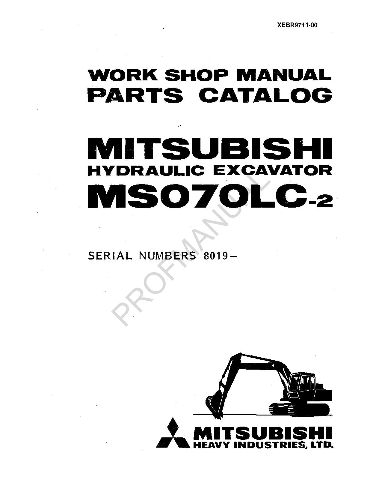 Caterpillar Cat MS070LC 2 Mitsubishi Hydraulic Excavator Parts Catalog Manual