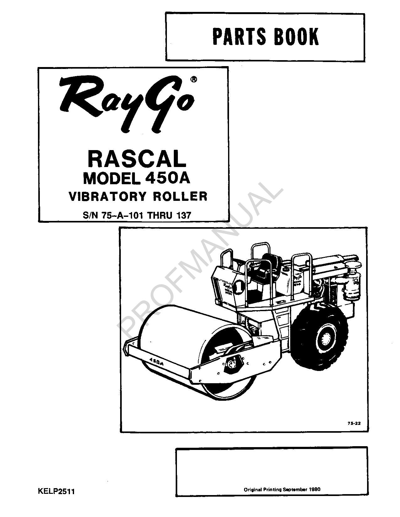 Caterpillar Cat RayGo Rascal 450A Vibratory Roller Parts Catalog Manual