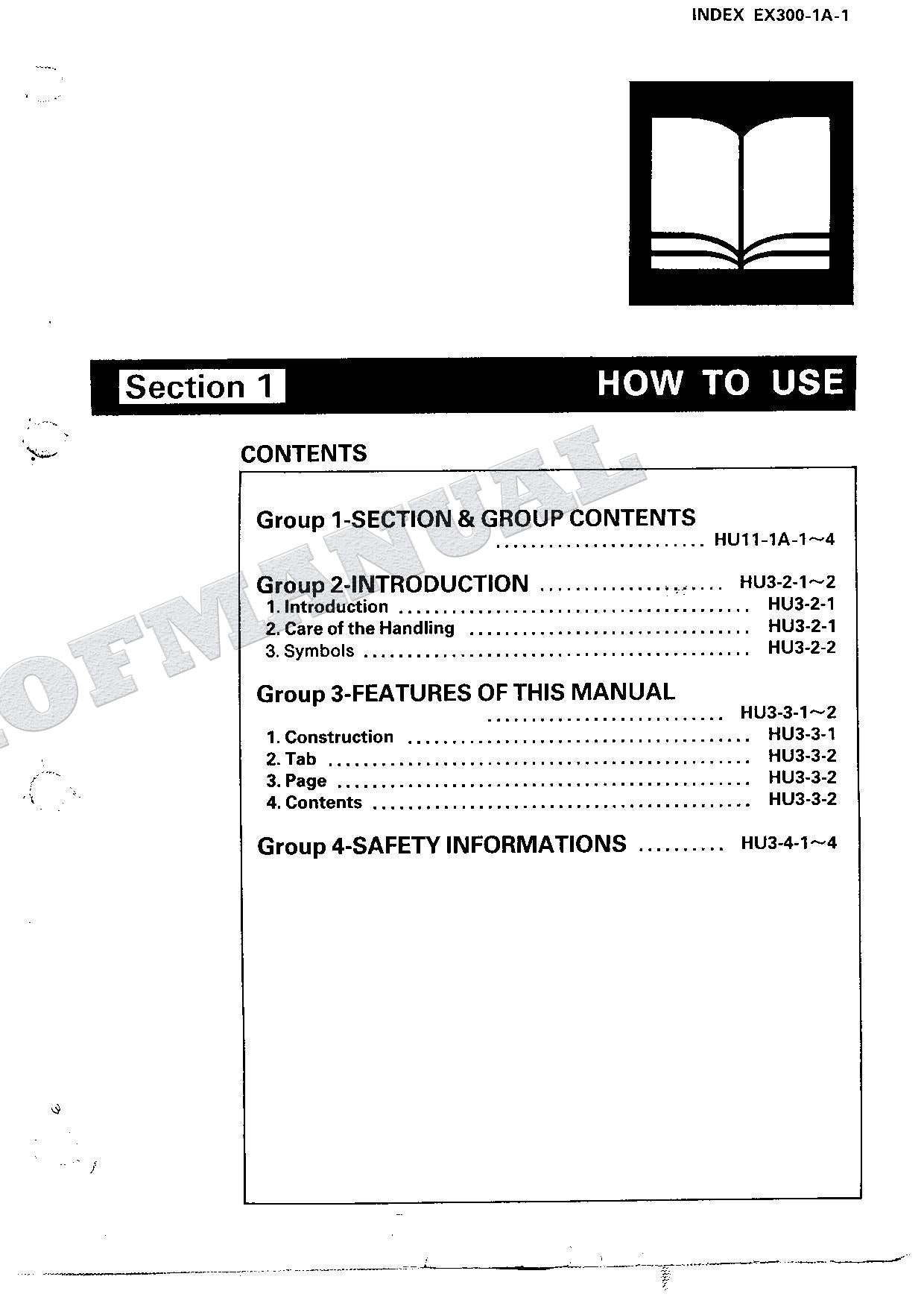 HITACHI EX300 Hudraulic Excavator Repair Service Manual