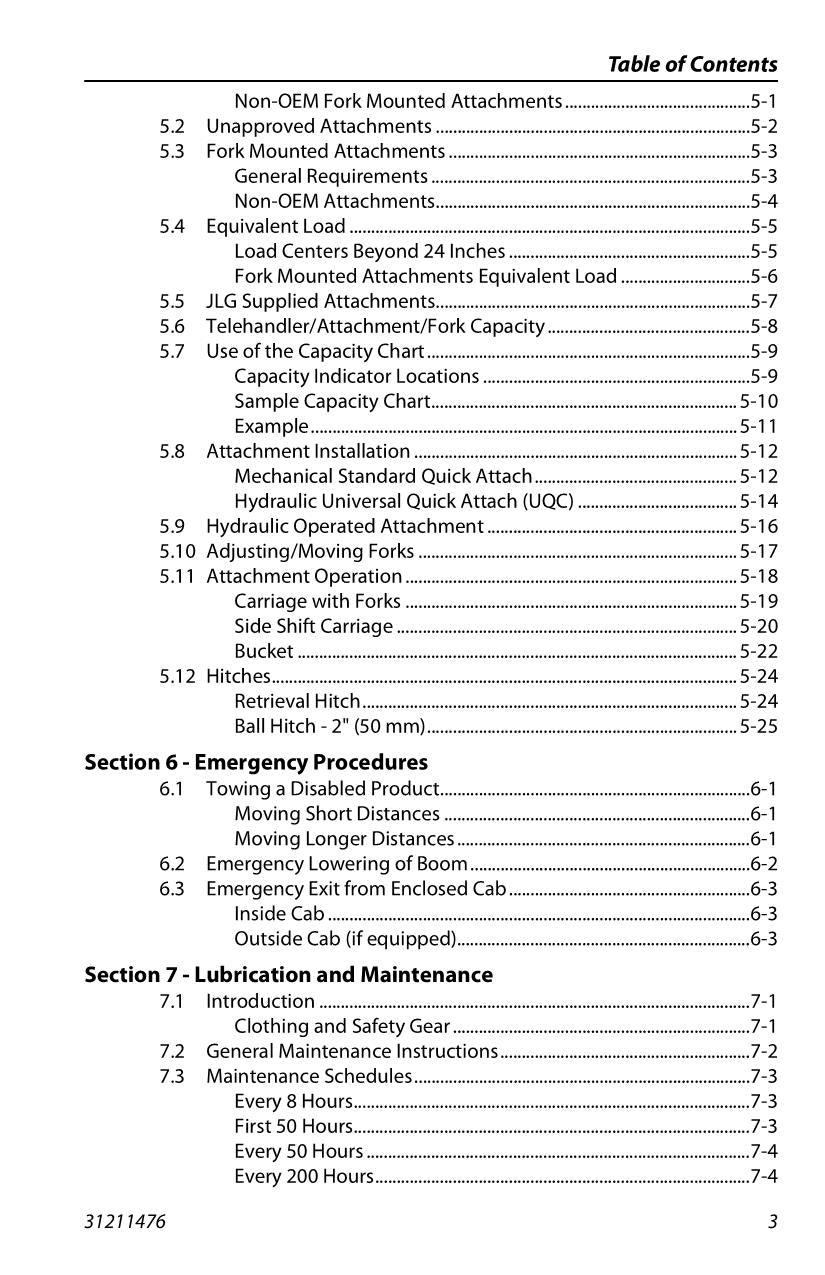 SKYTRAK 3013 Telehandler Maintenance Operation Operators Manual