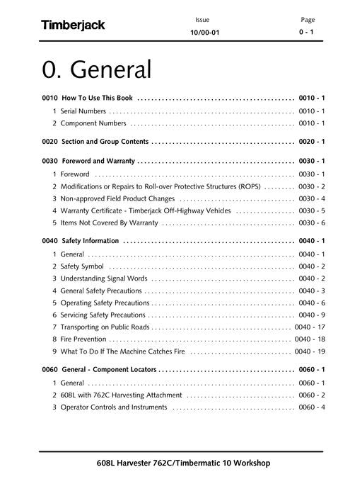 JOHN DEERE 608L TRACKED HARVESTER SERVICE REPAIR MANUAL 10BA1176-10BA1266