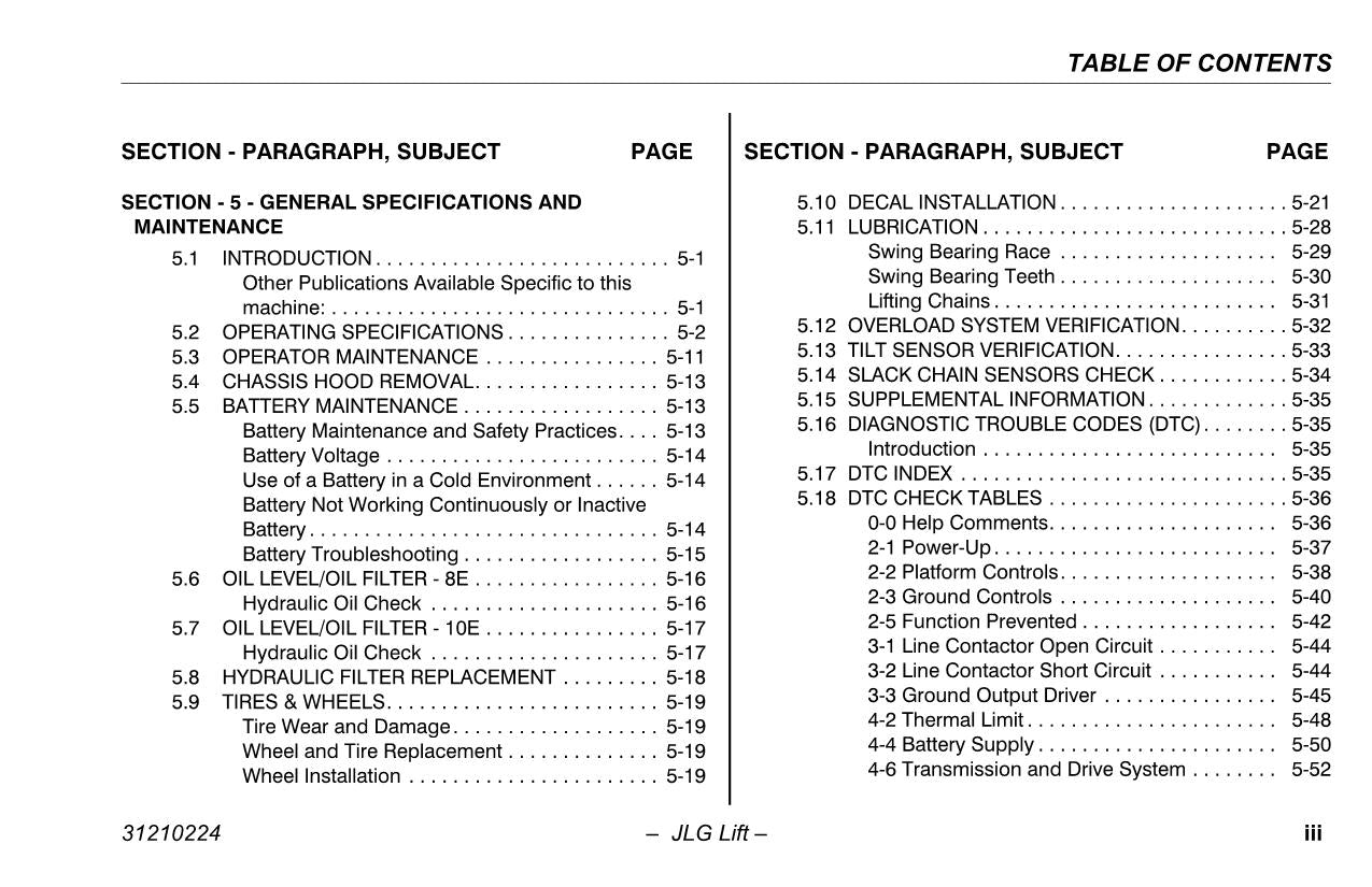 TOUCAN 10E 8E Vertical Lift Maintenance Operation Operators Manual