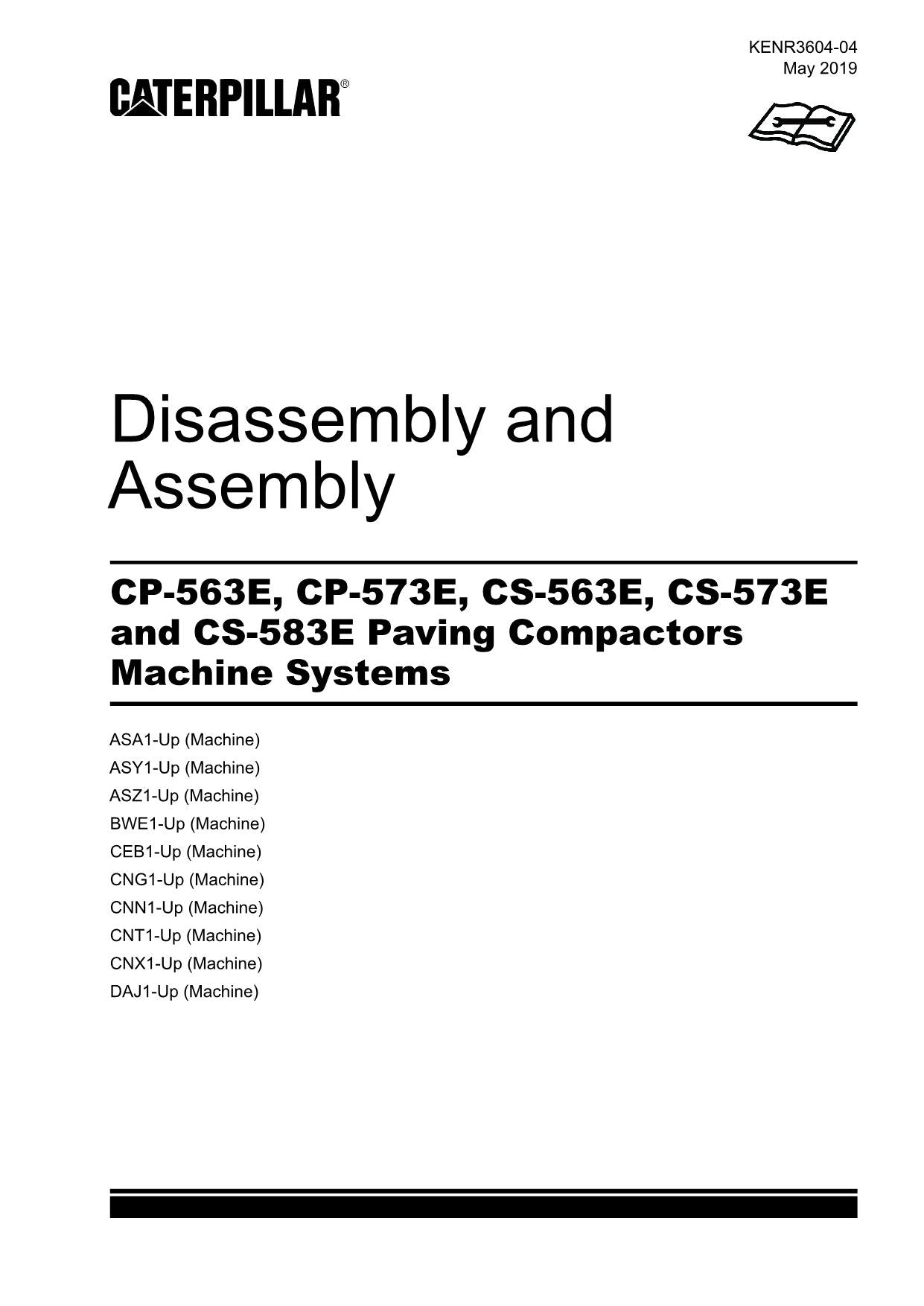 Caterpillar CP-563E CP-573E Compactor Disassembly Assembly Service Manual