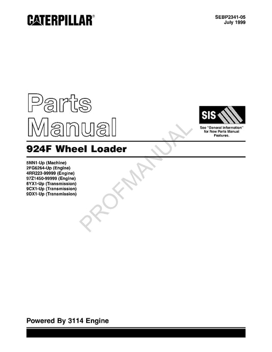 Caterpillar Cat 924F Wheel Loader Parts Catalog Manual SEBP2341