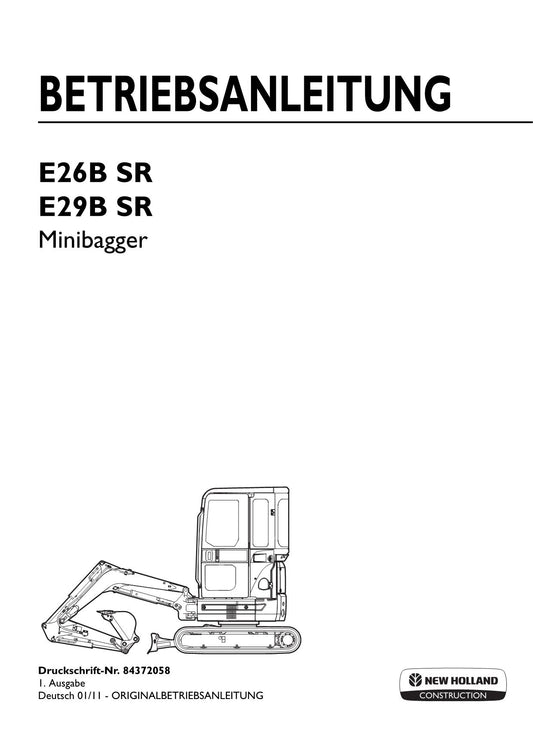 New Holland E26B SR E29B SR Bagger Manuel d'instructions