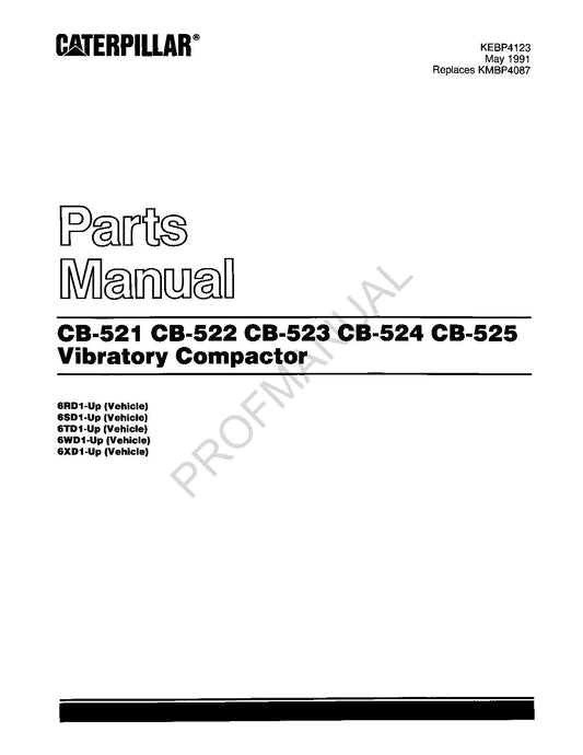 Caterpillar CB 521 CB 522 CB 523 CB 524 CB 525 Compactor Parts Catalog Manual