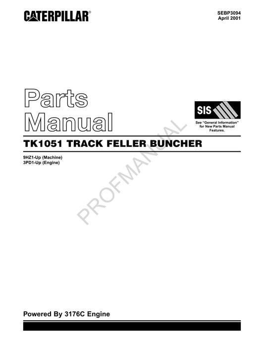 Caterpillar Cat TK1051 Track Feller Buncher Parts Catalog Manual