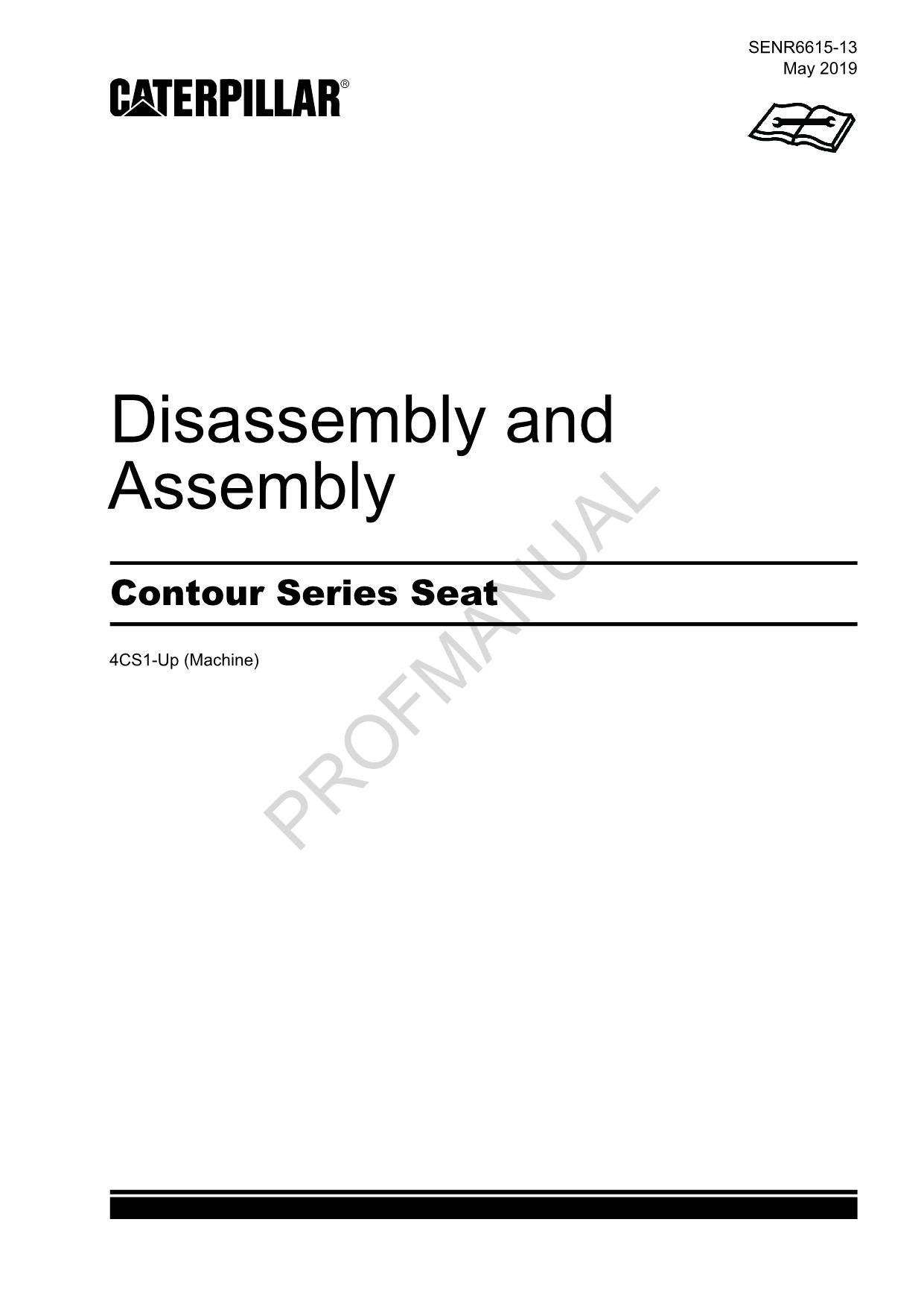 Caterpillar Cat Contour Series Seat Disassembly Assembly Manual