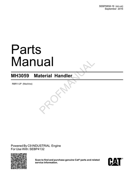 Manuel du catalogue des pièces détachées pour engins de manutention Caterpillar Cat Cat MH3059