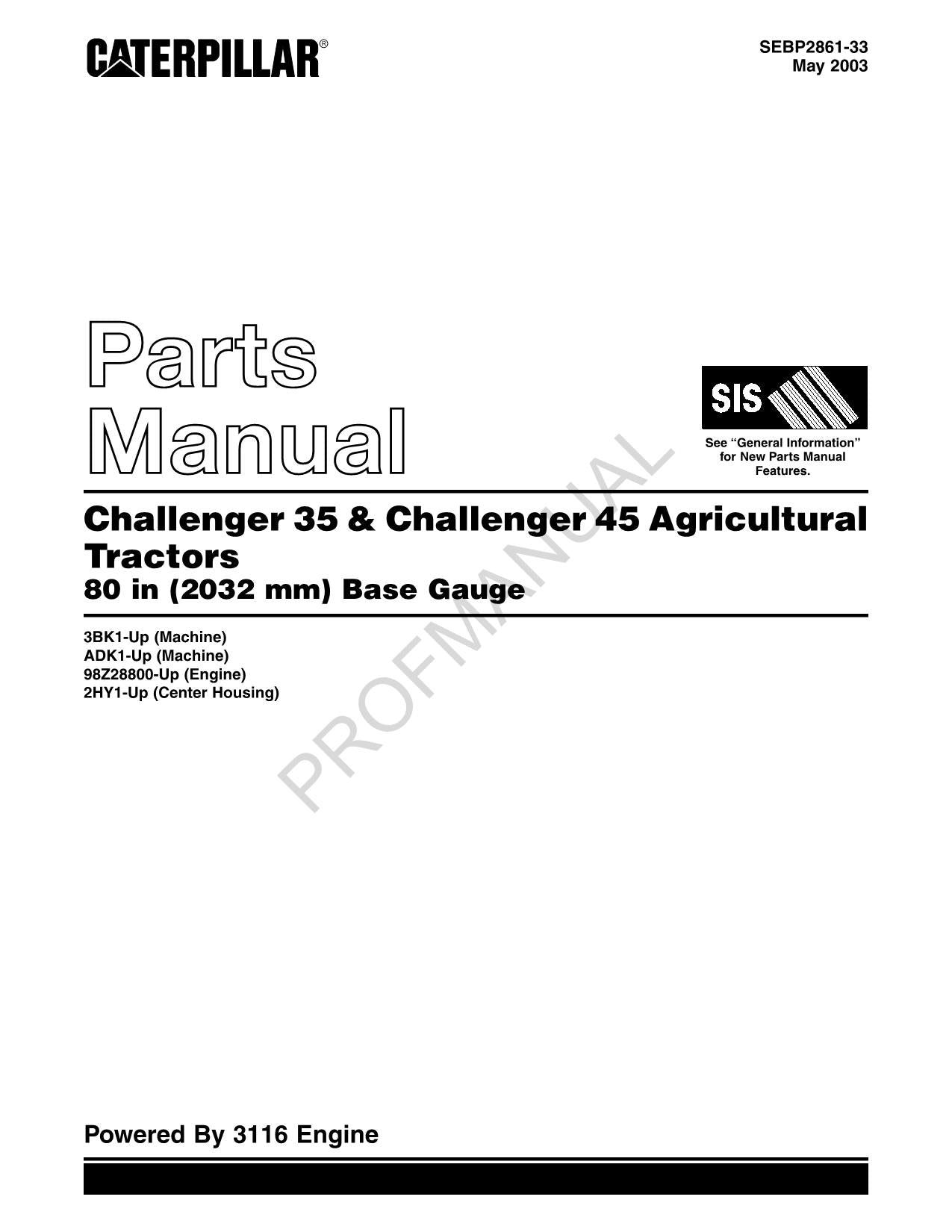 Caterpillar Cat Challenger 35 45 Agricultural Tractor Gauge Parts Catalog Manual