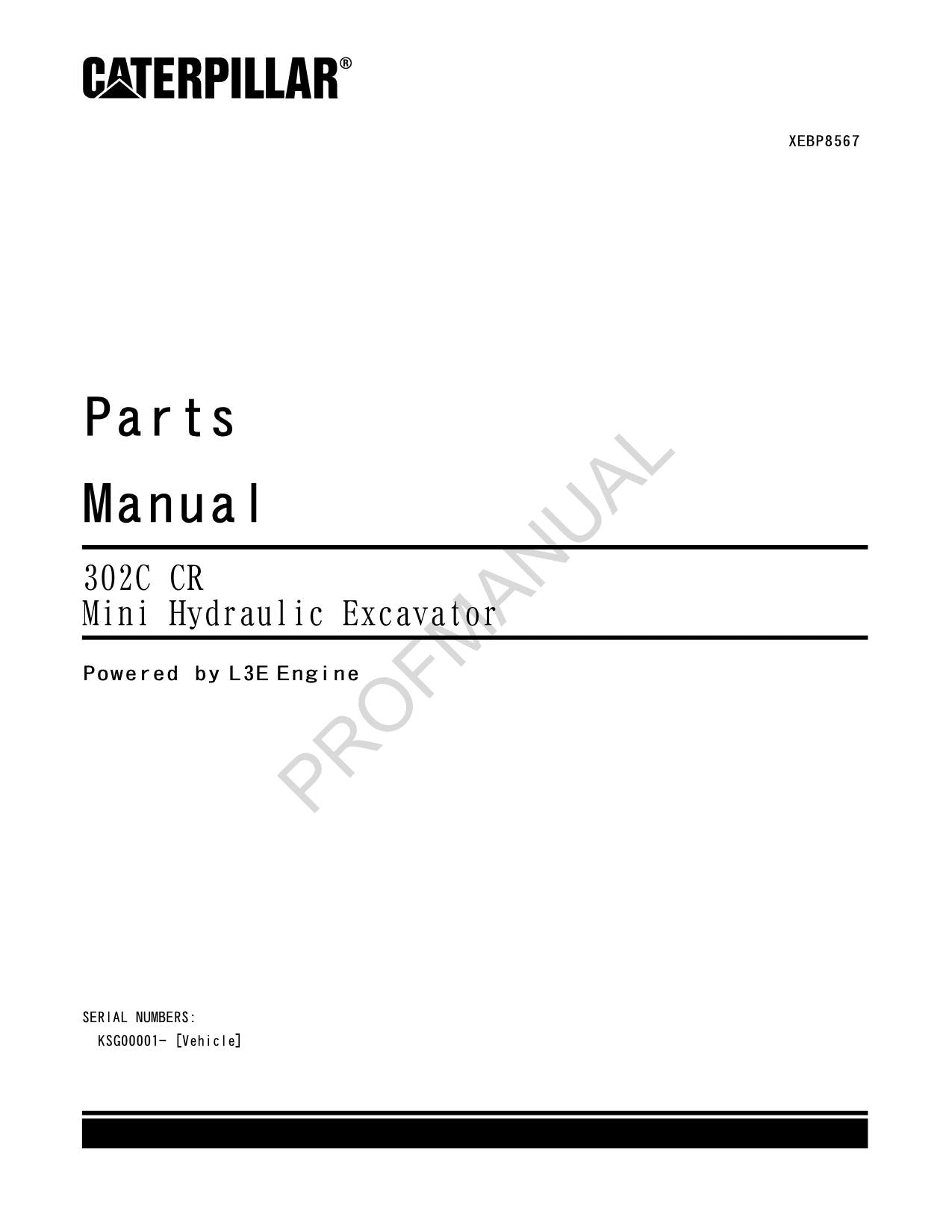 Caterpillar Cat 302C CR Mini-Hydraulikbagger – Ersatzteilkatalog, Handbuch KSG0001