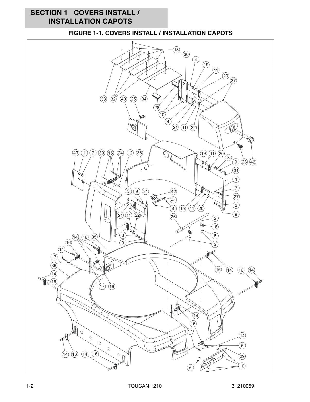 TOUCAN 1210 Vertical Lift Parts Catalog Manual Multi languages