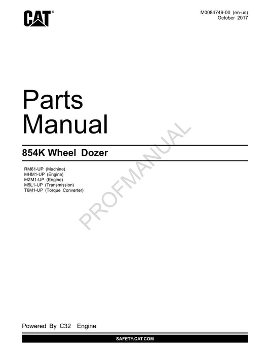 Caterpillar Cat 854K Wheel Dozer Parts Catalog Manual M0084749