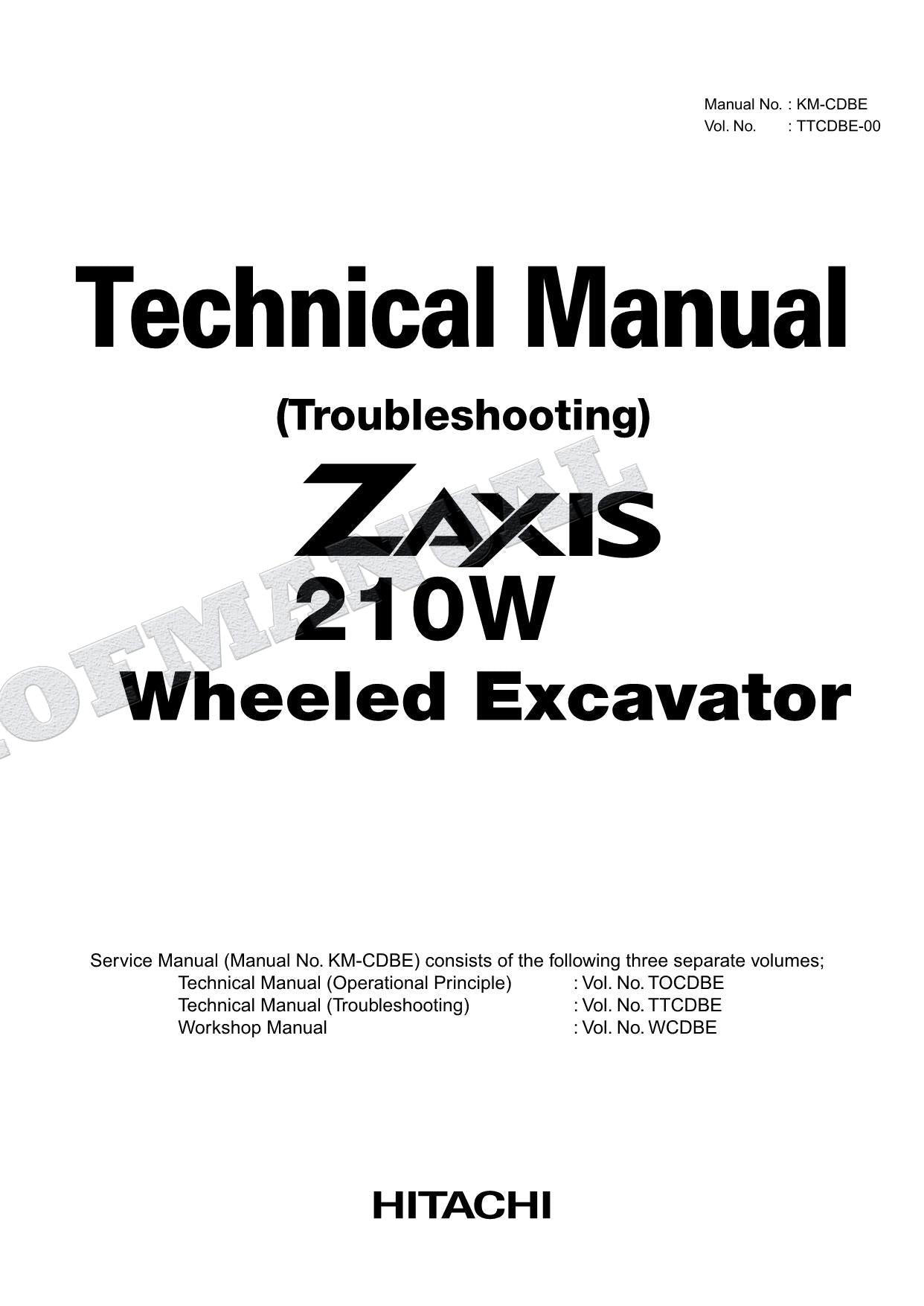 HITACHI ZX210W Excavator Service manual Troubleshooting Big Schemes