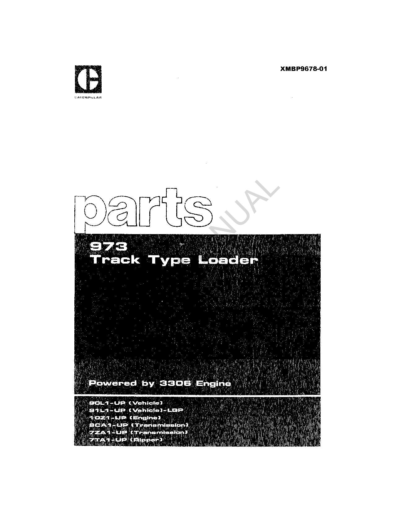 Caterpillar Cat 973 Track Type Loader Parts Catalog Manual