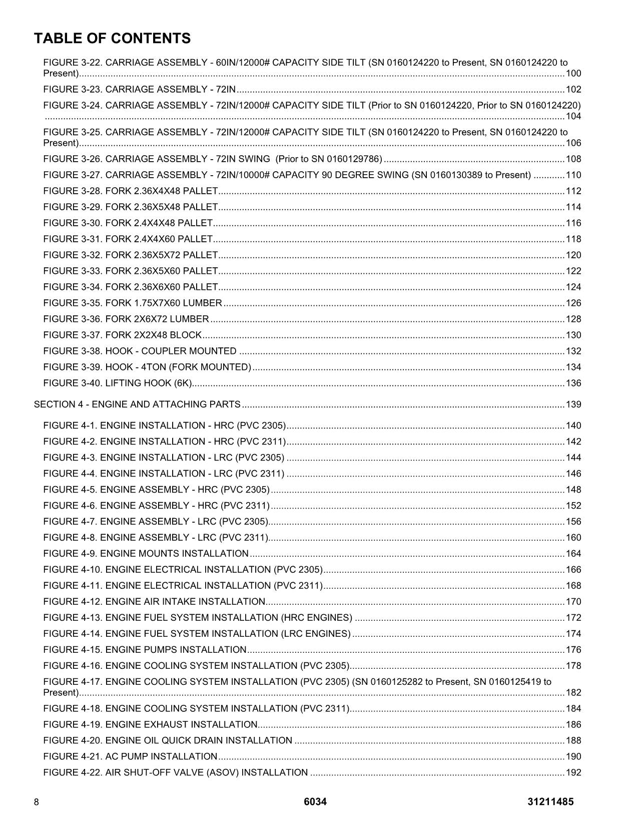 SKYTRAK 6034 Telehandler Parts Catalog Manual 31211485