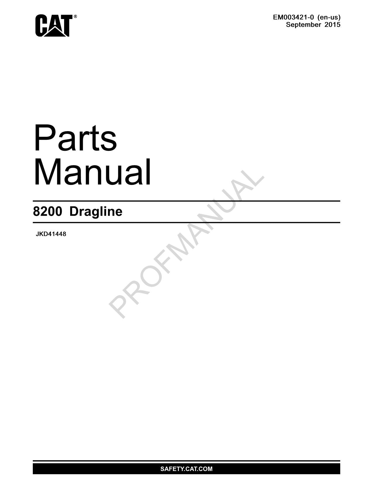 Caterpillar 8200 Dragline Parts Catalog Manual ser JKD41448