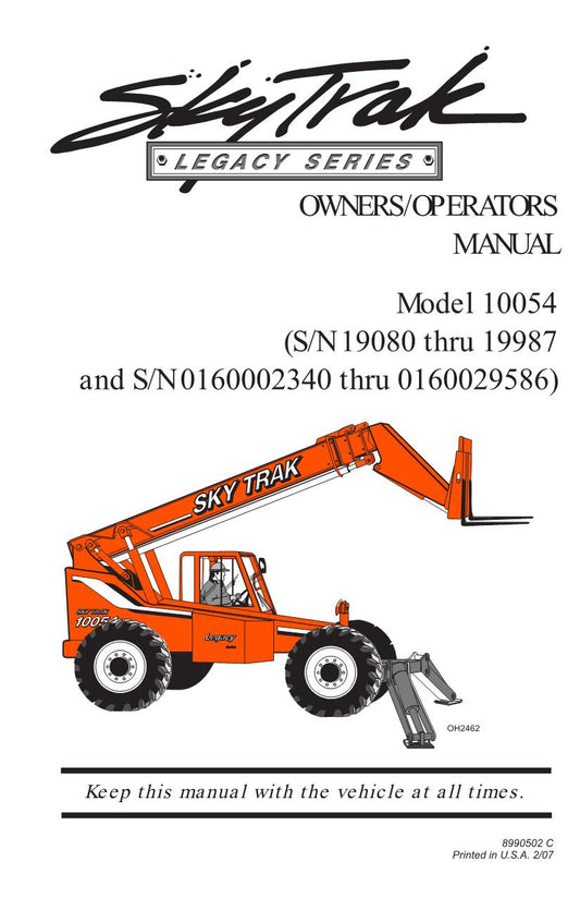 SKYTRAK 10054 Telehandler Maintenance Operation Operators Manual 8990502