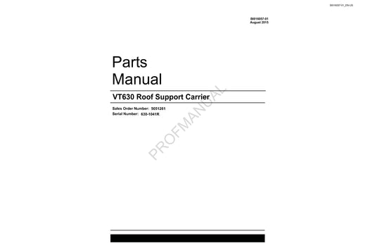 Catalogue de pièces détachées pour porte-toit Caterpillar VT630 pour travaux souterrains longue taille