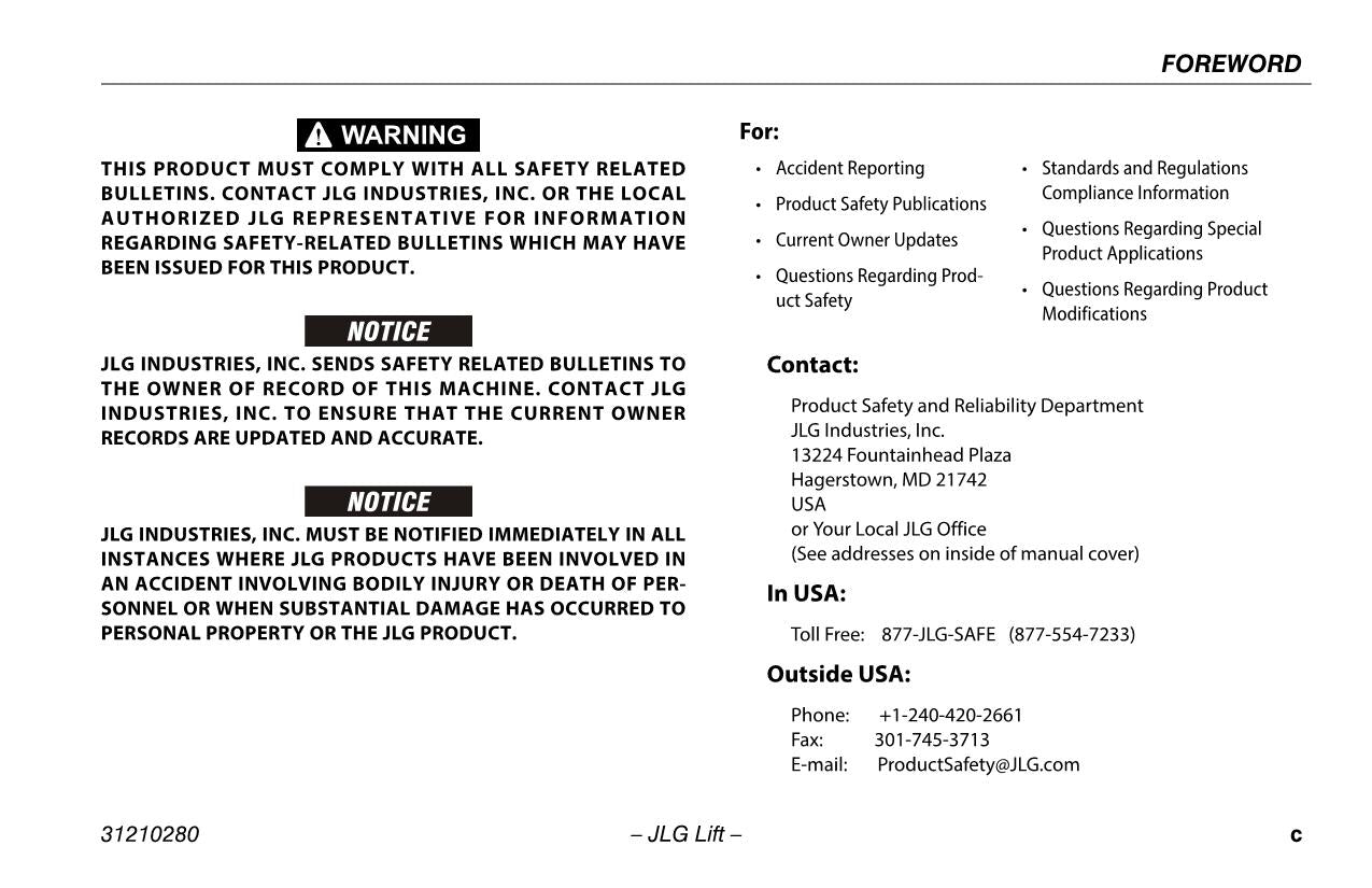 TOUCAN 32E Vertical Lift Maintenance Operation Operators Manual