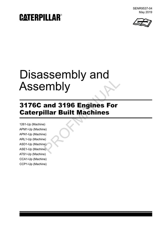 Caterpillar Cat 3176C 3196 ENGINE Disassembly Assembly Service Manual