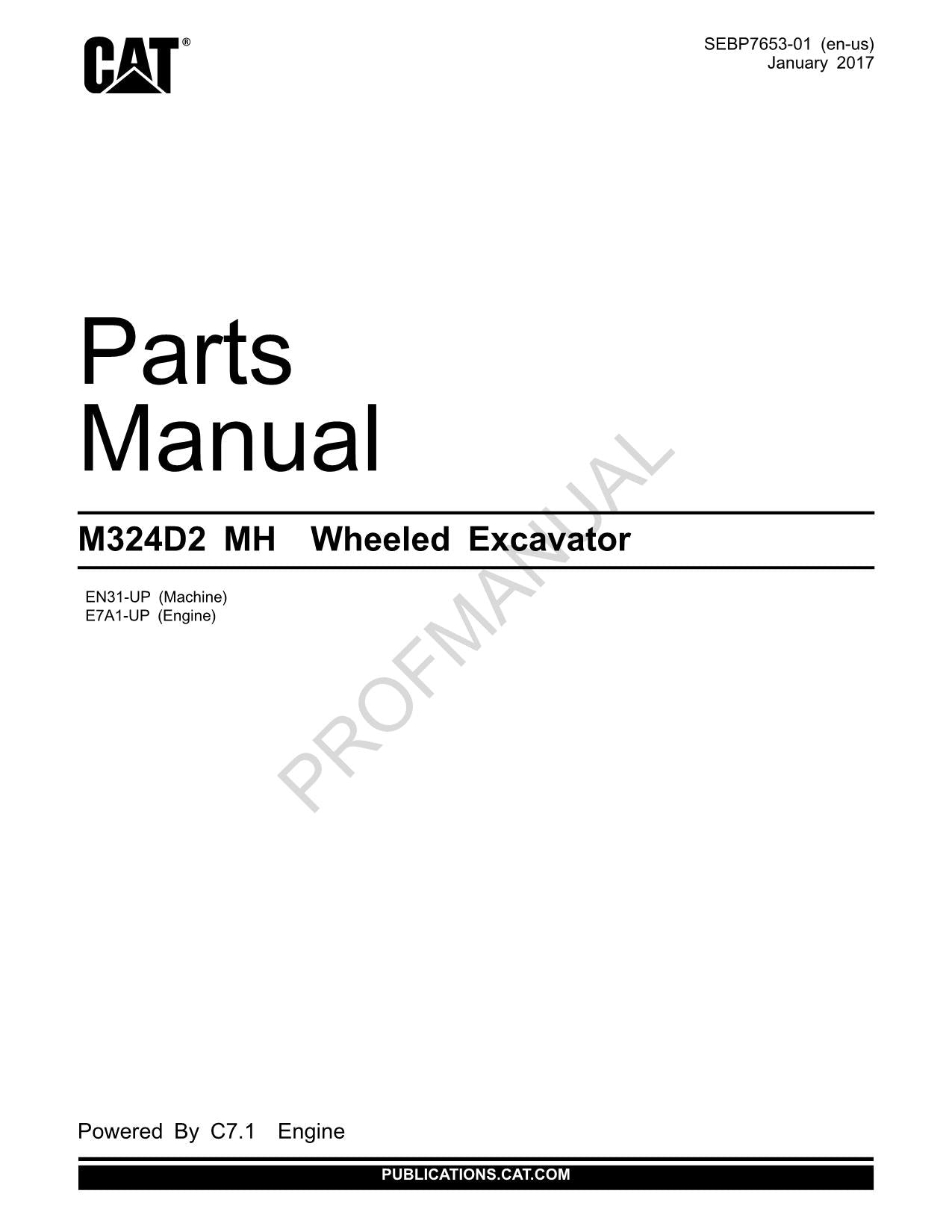 Caterpillar Cat M324D2 MH Mobilbagger Ersatzteilkatalog Handbuch