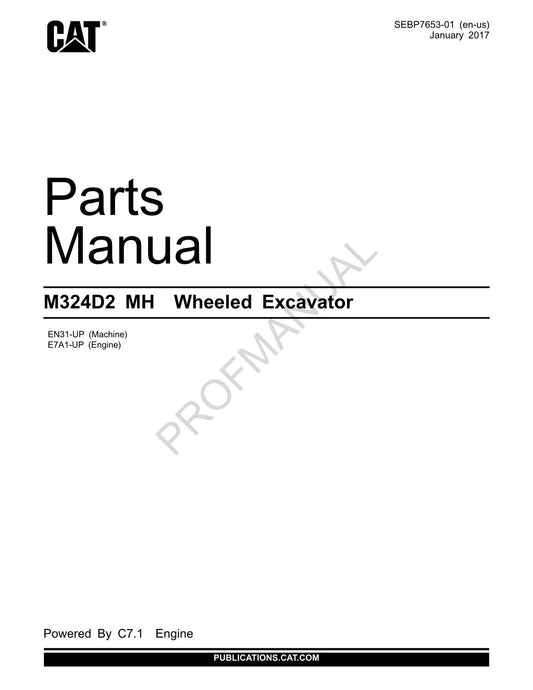 Manuel du catalogue des pièces détachées de la pelle sur pneus Caterpillar Cat M324D2 MH