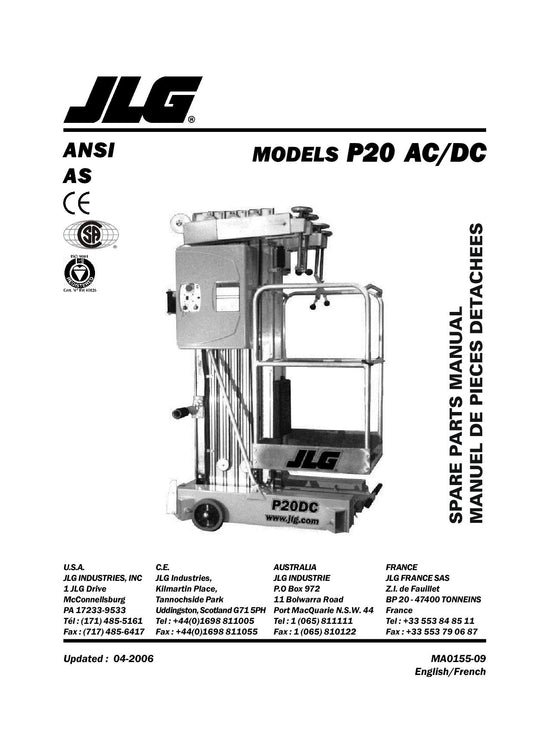 TOUCAN P20 Vertical Lift Parts Catalog Manual Multi language