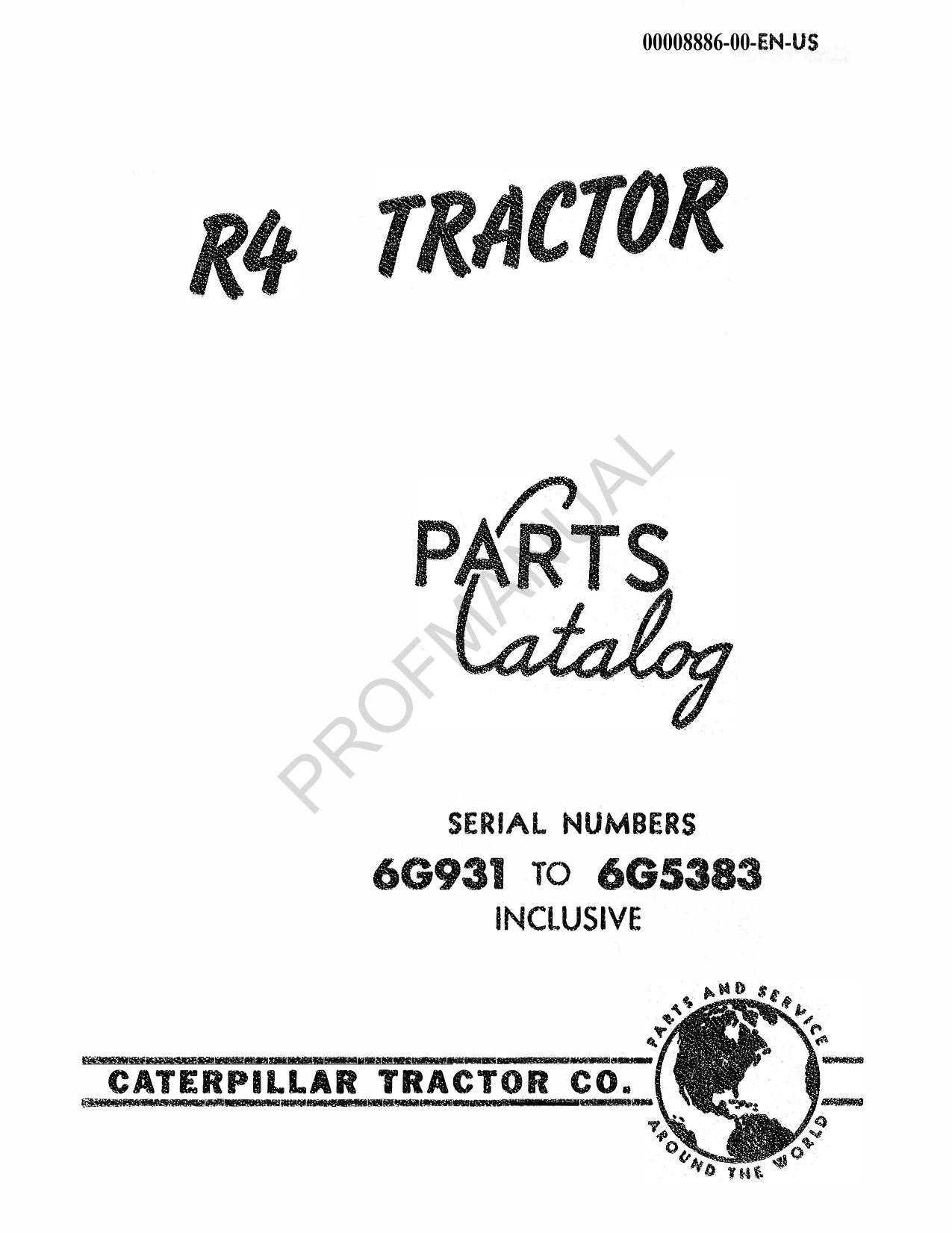 Caterpillar Cat R4 Tractor Parts Catalog Manual ser 6G931-5383